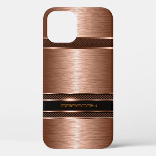 Simple Brown Copper Tones Metallic Look iPhone 12 Pro Case