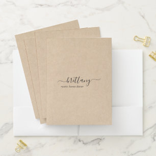 Simple Brown Elegant Rustic Pocket Folder