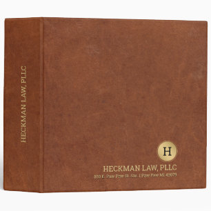 Simple Brown Faux Leather Texute 3 Ring Binder