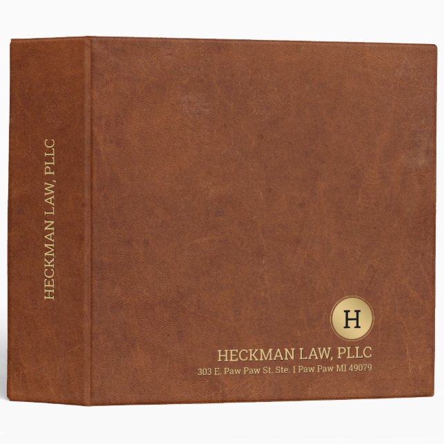 Simple Brown Faux Leather Texute 3 Ring Binder (Front/Spine)