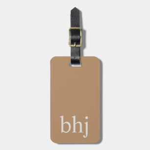 Simple Brown Initial Monogram Luggage Tag