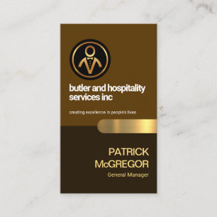 Simple Brown Layers Gold Stripe Butler Business Card