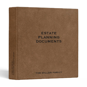 Simple Brown Leather Estate Planning Documents 3 Ring Binder