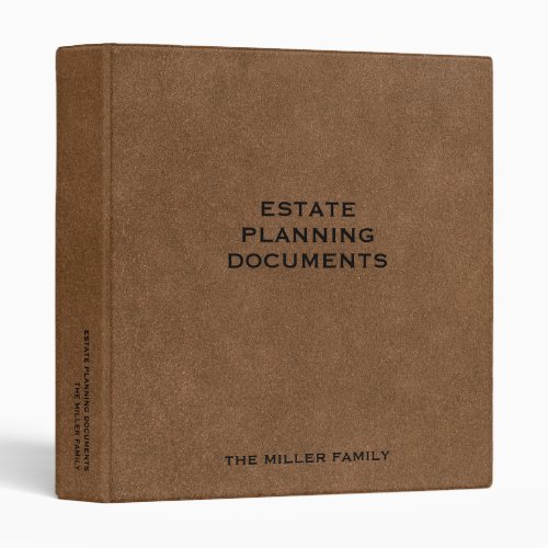 Simple Brown Leather Estate Planning Documents 3 Ring Binder