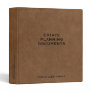 Simple Brown Leather Estate Planning Documents 3 Ring Binder