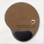 Simple Brown Leather Gold Initial Logo Gel Mouse Pad<br><div class="desc">This modern luxury gel mouse pad is the perfect addition to any office or workspace. The sleek design features a gold initial logo in classic block typography, adding a touch of personalization, on a brown leather background. The gel wrist rest provides comfort and support during long hours of work. The...</div>