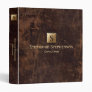 Simple Brown Leather Gold Monogram Professional 3 Ring Binder