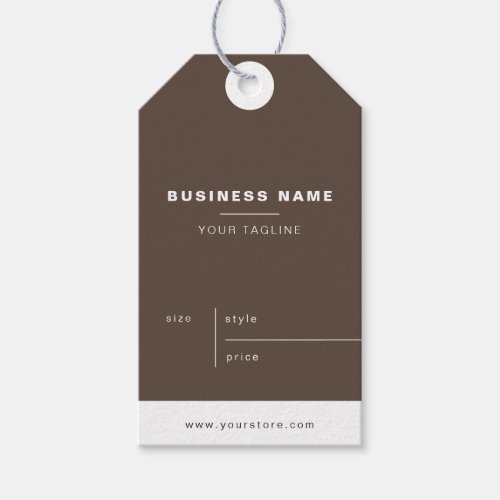 Simple Brown Minimalist Business Name Price Gift Tags