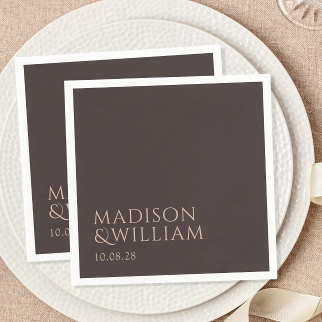 Simple Brown Modern Chic Wedding Napkins (Creator Uploaded)