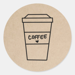 Simple Brown Modern Cute Coffee Classic Round Sticker
