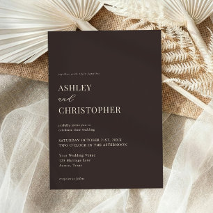Simple Brown Modern Elegant Wedding Invitation