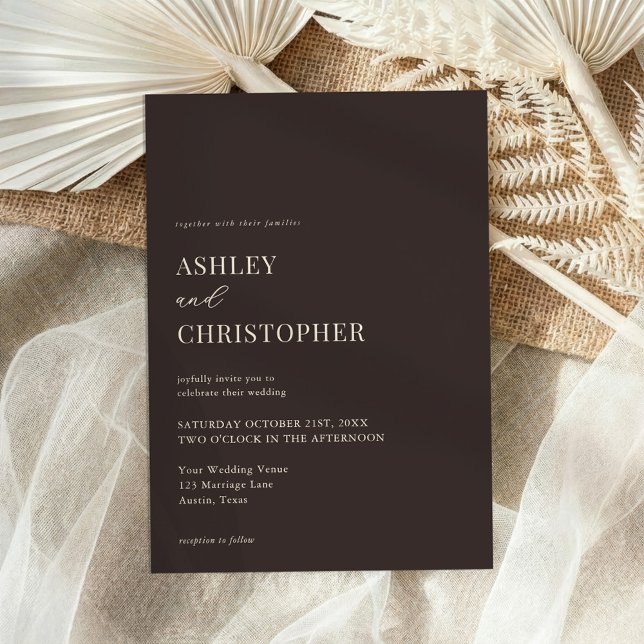 Simple Brown Modern Elegant Wedding Invitation (Creator Uploaded)