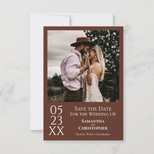 Simple Brown Modern Minimal Photo Wedding Save The Date