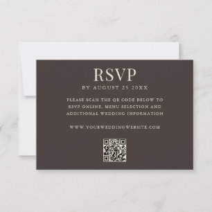 Simple Brown Modern QR Code Wedding RSVP Card