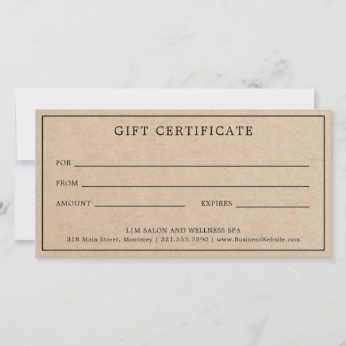 Simple Brown Monogram Business Gift Certificate