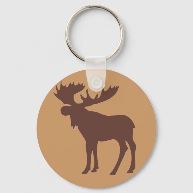 Simple brown moose symbol keychain (Front)