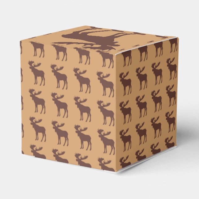 Simple brown moose wedding favor box (Back Side)