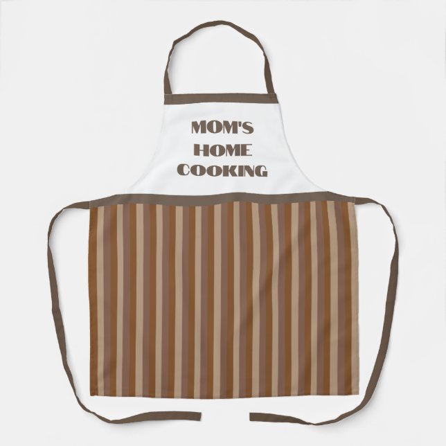Simple Brown Stripe Mom's Home Cooking Apron (Front)