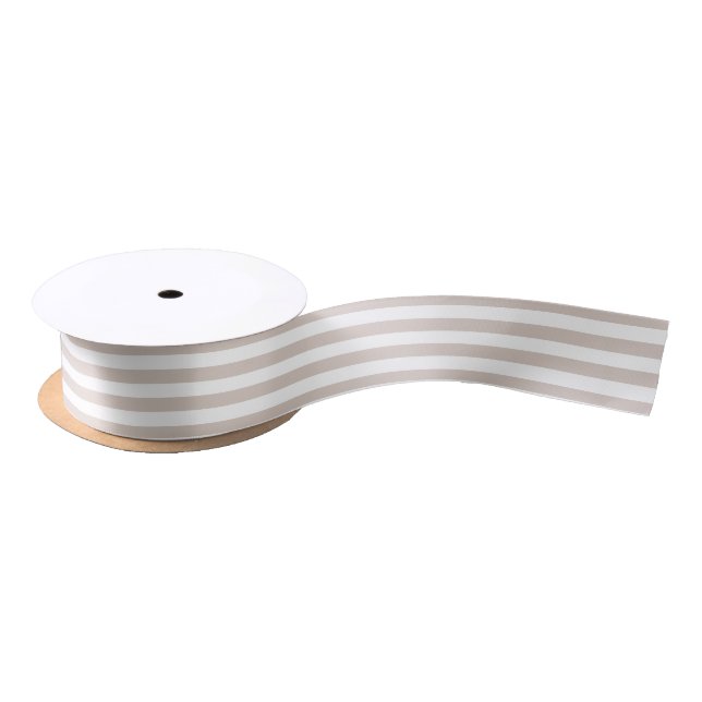 Simple Brown Striped  Minimal Modern Chic Elegant Satin Ribbon (Spool)