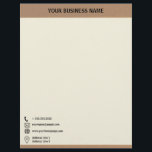 Simple Brown Texture Border Corporate Letterhead<br><div class="desc">This professional letterhead features a brown,  rough-textured strip at the top and bottom on a dark cream background.  Very simple and minimalist,  elegant and sharp-looking.</div>