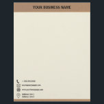 Simple Brown Texture Border Corporate Letterhead<br><div class="desc">This professional letterhead features a brown,  rough-textured strip at the top and bottom on a dark cream background.  Very simple and minimalist,  elegant and sharp-looking.</div>