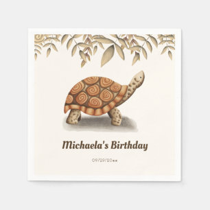 Simple Brown Tortoise Birthday Party Napkins