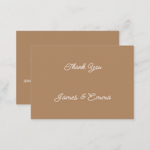 Simple Brown Wedding Thank You  Note Card