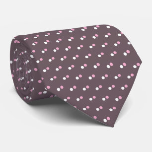 Simple Brown White and Pink Dots Pattern Neck Tie