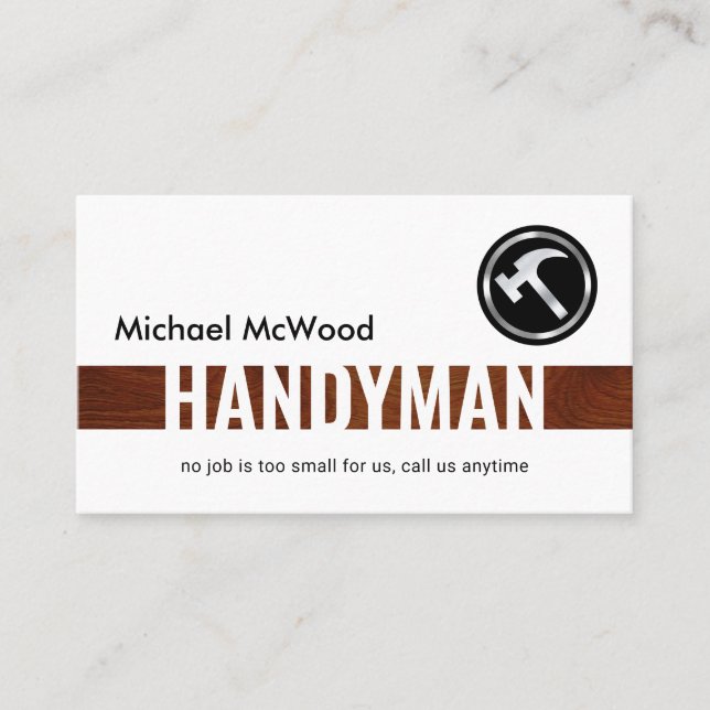 Simple Brown Wood Handyman Layer Business Card (Front)