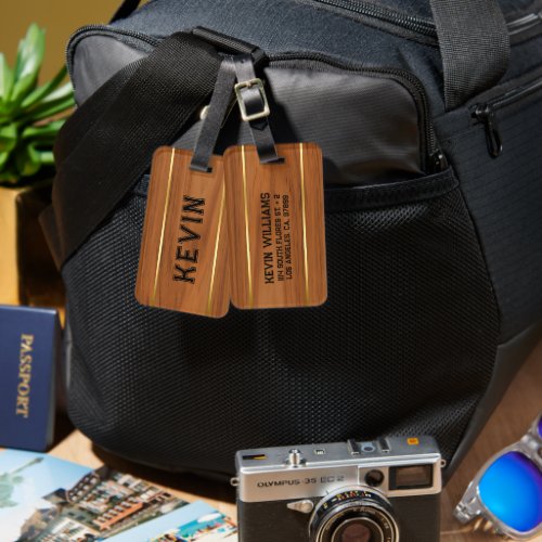 Simple Brown Wood Texture Luggage Tag