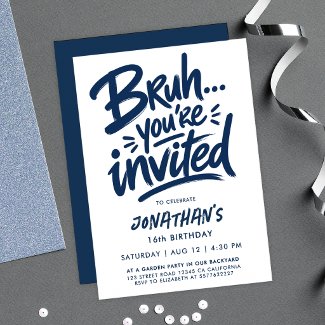 Simple Bruh Navy Blue Graffiti Calligraphy Teen
