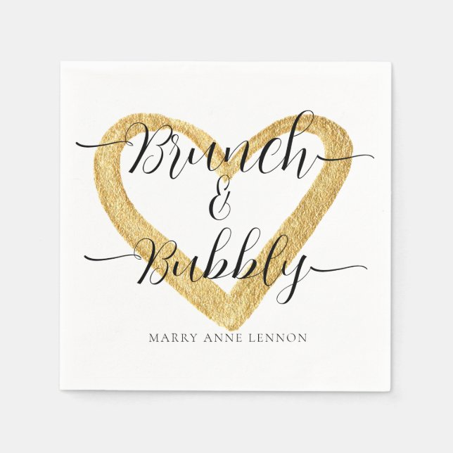 Simple Brunch and Bubbly Bridal Shower Napkins (Front)