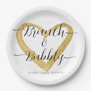 Simple Brunch and Bubbly Bridal Shower Paper Plates
