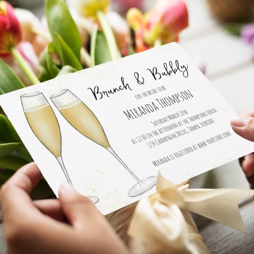 Simple Brunch and Bubbly Champagne Bridal Shower  Invitation