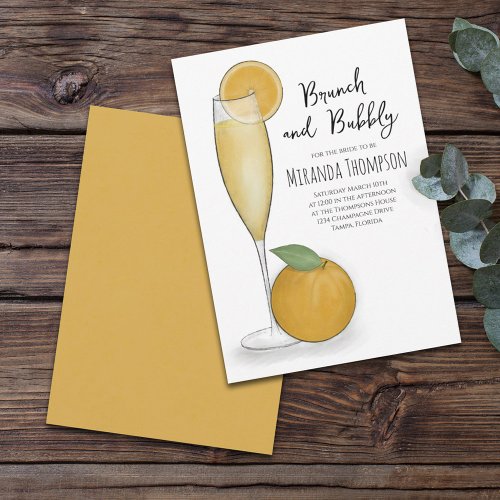 Simple Brunch and Bubbly Champagne Bridal Shower Invitation