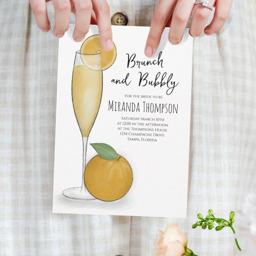 Simple Brunch and Bubbly Champagne Bridal Shower Invitation