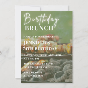 Simple Brunch Bbq Backyard 74th birthday Invitation