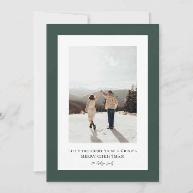 Simple Brunswick Green frame photo  Holiday Card (Front)