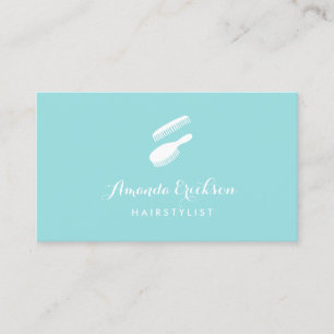 Simple Brush and Comb Custom Color Hairstylist Business Card