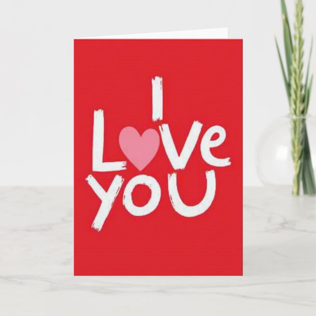 Simple Brush I Love You Heart Card (Front)