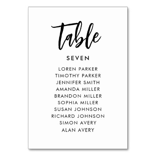Simple Brush Wedding Seating Chart Table Number