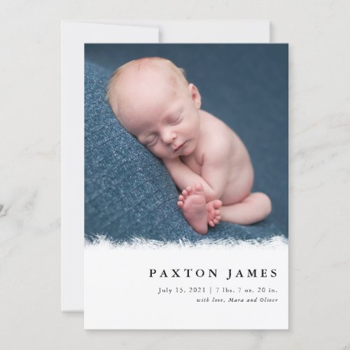 Simple Brushed Frame Baby Photo Birth Announcement