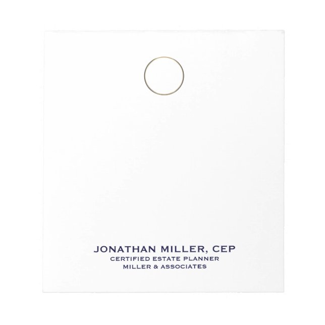 Simple Brushed Gold Logo Name Title Notepad (Front)
