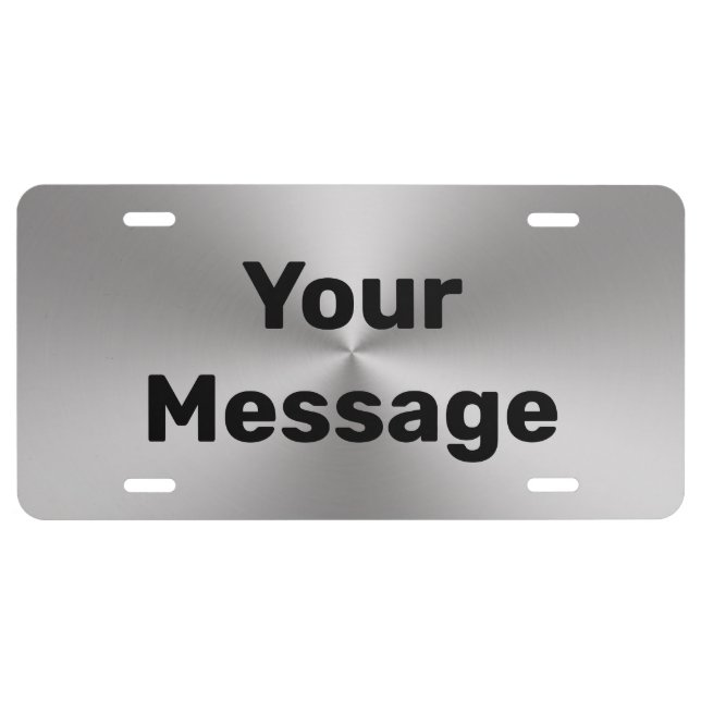 Simple Brushed Metal Look and Black Text Template License Plate (Front)