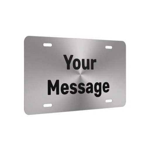 Simple Brushed Metal Look and Black Text Template License Plate | Zazzle