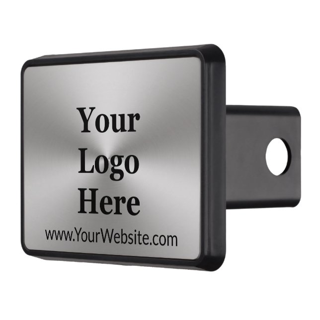 Simple Brushed Metal Look Company Logo & Website Hitch Cover (Left)