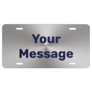 Simple Brushed Metal Look Dark Blue Text Template License Plate