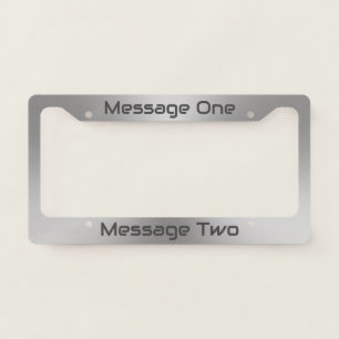 Simple Brushed Metal Look Gray Text Sci-Fi Font License Plate Frame