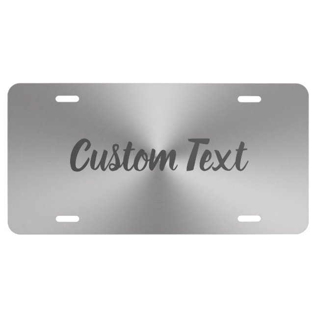 Simple Brushed Metal Look with Gray Script License Plate (Front)