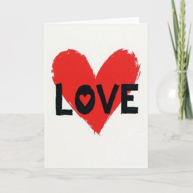 Simple Brushstroke Love Heart Card (Front)